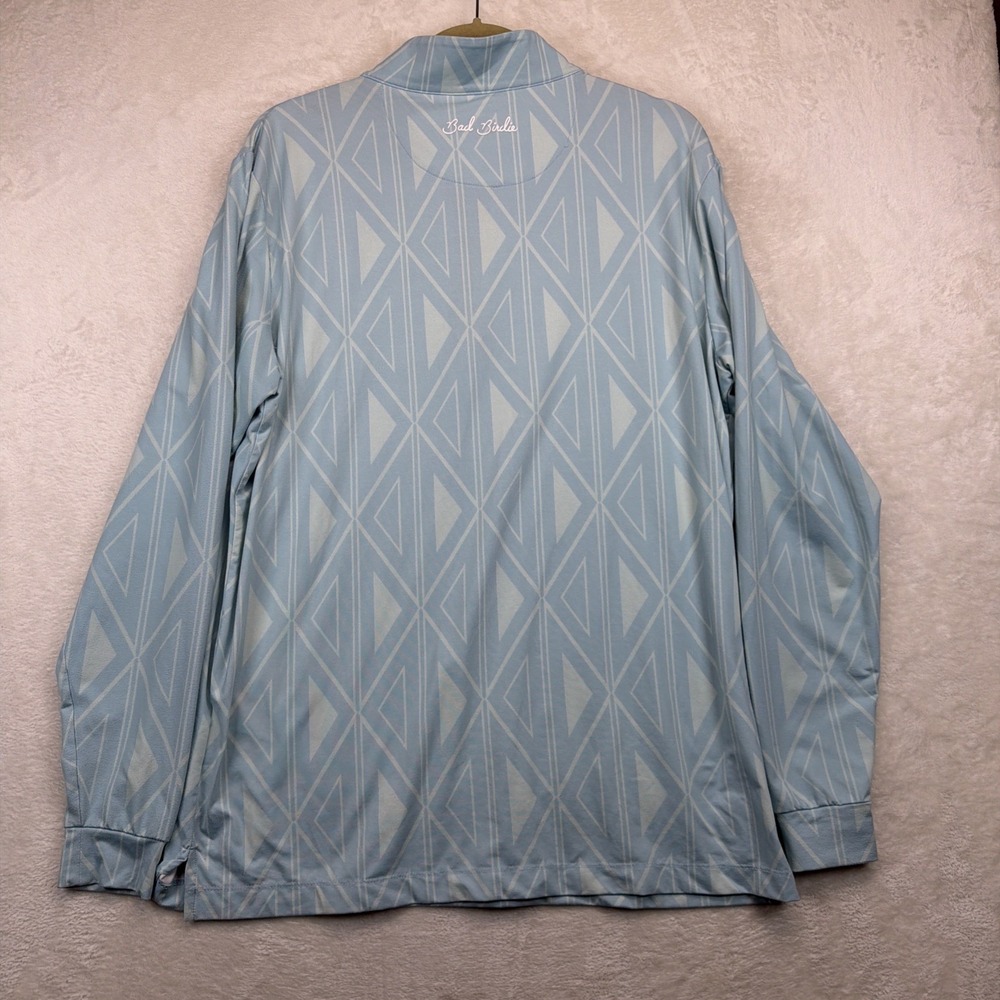 Bad Birdie Quarter Zip Pullover Men's Medium Blue Golf Performance Geometric - Picture 8 of 10